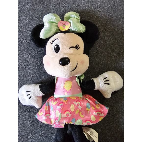 Disney Minnie Mouse Plush Doll-Winking Donut Bow & Pink Ice Cream Dress-10.5" - Picture 9 of 10